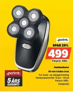 POWER Point Hodebarberer 90 min trådløs bruk tilbud
