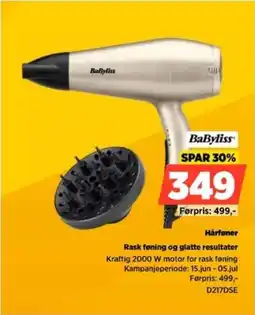POWER BaByliss Hårføner Rask føning og glatte resultater tilbud