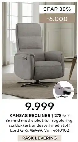 Skeidar KANSAS RECLINER tilbud