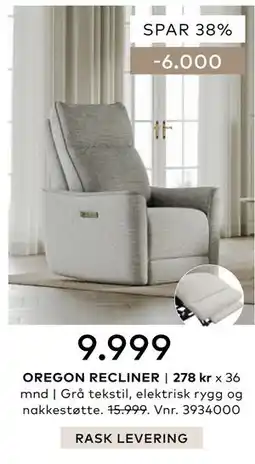 Skeidar OREGON RECLINER tilbud