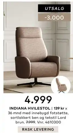 Skeidar INDIANA HVILESTOL tilbud