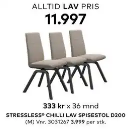 Skeidar STRESSLESS CHILLI LAV SPISESTOL D200 tilbud
