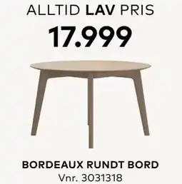 Skeidar BORDEAUX RUNDT BORD tilbud