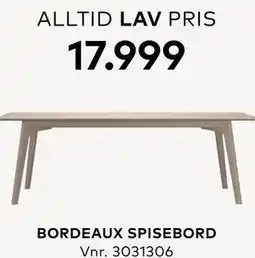 Skeidar BORDEAUX SPISEBORD tilbud