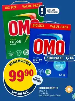 Coop Obs Omo color/hvitt tilbud