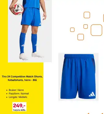 Tiro 24 Competition Match Shorts, fotballshorts, herre - Blå