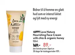Oriflame Love Nature Nourishing Face Cream with chia & organic honey tilbud