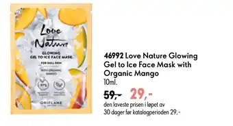 Oriflame Love Nature Glowing Gel to Ice Face Mask with Organic Mango tilbud