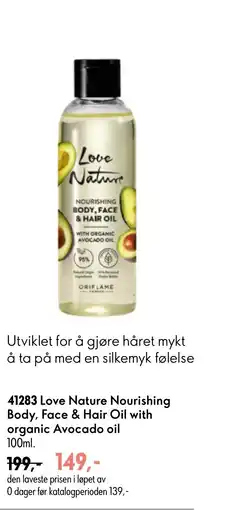 Oriflame Love Nature Nourishing Body, Face & Hair Oil with organic Avocado oil tilbud