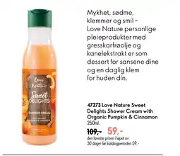 Oriflame Love Nature Sweet Delights Shower Cream with Organic Pumpkin & Cinnamon tilbud