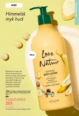 Oriflame Love Nature Softening Body Lotion with Organic Banana & Macadamia Oil tilbud