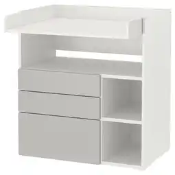 IKEA SmÅstad Stellebord, hvit grå/med 3 skuffer, 90x79x100 cm tilbud