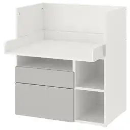 IKEA SmÅstad Skrivebord, hvit grå/med 2 skuffer, 90x79x100 cm tilbud