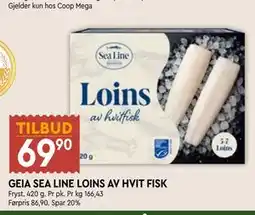 Coop Mega GEIA SEA LINE LOINS AV HVIT FISK tilbud