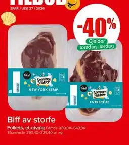 Spar Biff av storfe tilbud
