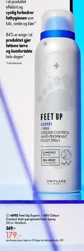 Oriflame Feet Up Expert / 48H Odour Control Anti-perspirant Foot Spray tilbud