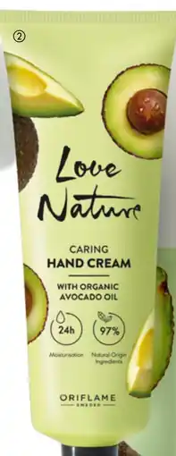 Oriflame Love Nature Caring Hand Cream with Organic Avocado Oil tilbud