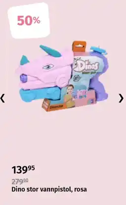 Nille Dino stor vannpistol, rosa tilbud