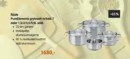 Kitch'n Rösle PureElements grytesett m/lokk 7 deler 1,5/2/3,6/5,9L stålt tilbud