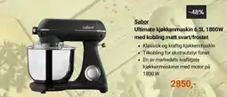 Kitch'n Sabor Ultimate kjøkkenmaskin 6,5L 1800W med kobling matt svart/frostet tilbud