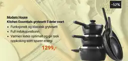 Kitch'n Modern House Kitchen Essentials grytesett 5 deler svart tilbud