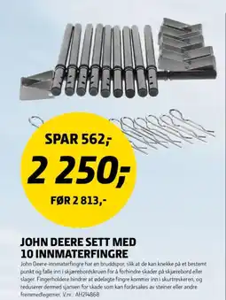 Felleskjøpet John Deere sett med 10 innmaterfingre tilbud