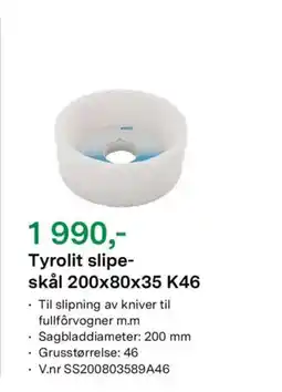 Felleskjøpet Tyrolit slipe- skål 200x80x35 K46 tilbud