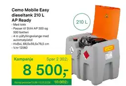 Felleskjøpet Cemo Mobile Easy dieseltank 210 L AP Ready tilbud