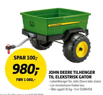 John Deere tilhenger til elekstrisk gator