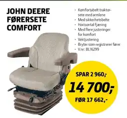 Felleskjøpet John Deere førersete comfort tilbud