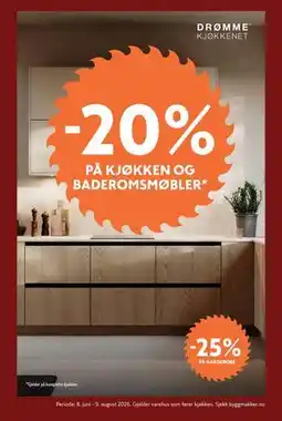 Byggmakker 20% PÅ KJØKKEN OG BADEROMSMØBLER tilbud