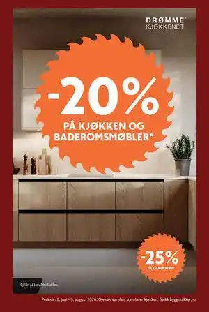 20% PÅ KJØKKEN OG BADEROMSMØBLER