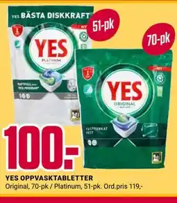 Europris YES OPPVASKTABLETTER tilbud