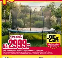 Europris OVAL TRAMPOLINE MED SIKKERHETSNETT 3 X 4,6 METER tilbud