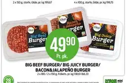 Kiwi BIG BEEF BURGER/ BIG JUICY BURGER/ BACON&JALAPEÑO BURGER tilbud