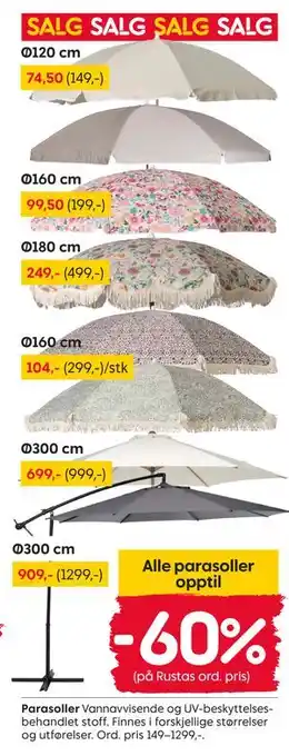 Rusta Parasoller tilbud