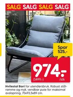 Rusta Hvilestol Bari tilbud