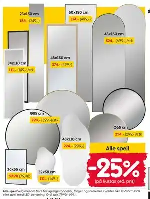 Rusta Alle speil tilbud