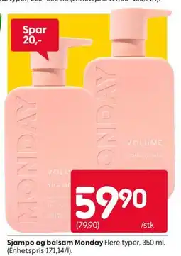 Rusta Sjampo og balsam Monday tilbud