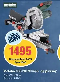 Obs Bygg Metabo KGS 216 M kapp- og gjærsag tilbud