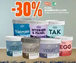 Obs Bygg 30% PÅ INFRA INTERIØRMALING 2,7 LITER tilbud
