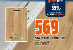 Obs Bygg PERGO LOFOTEN 1-STAV PARKETTGULV tilbud