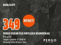 Obs Bygg PERGO VISKAN FLIS VINYLGULV M/UNDERLAG tilbud