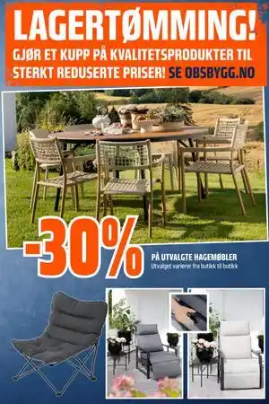 30% PÅ UTVALGTE HAGEMØBLER