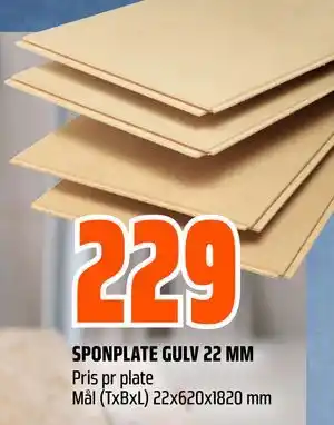 Obs Bygg SPONPLATE GULV 22 MM tilbud