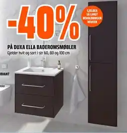 Obs Bygg 40% PÅ DUXA ELLA BADEROMSMØBLER tilbud