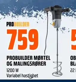 Obs Bygg PROBUILDER MØRTEL OG MALINGSRØRER tilbud