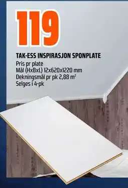 Obs Bygg TAK-ESS INSPIRASJON SPONPLATE tilbud