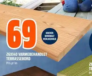 Obs Bygg 26X140 VARMEBEHANDLET TERRASSEBORD tilbud