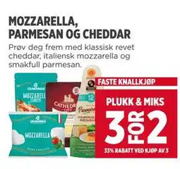 Meny MOZZARELLA, PARMESAN OG CHEDDAR tilbud